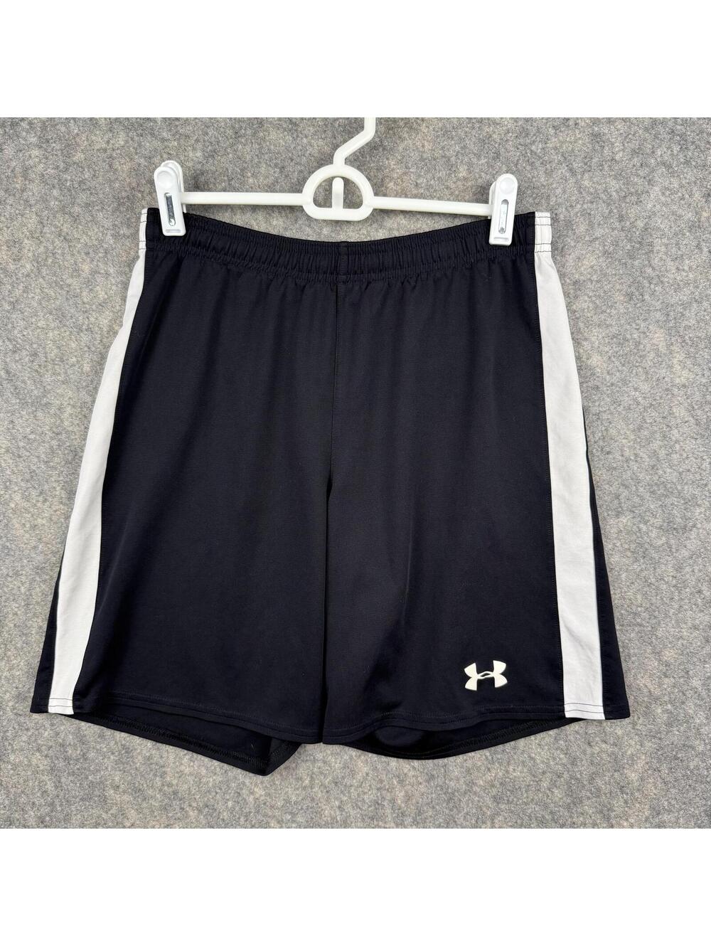 Under Armour Regular Fit Athletic Shorts Black White Men Size Medium 8”. 406
